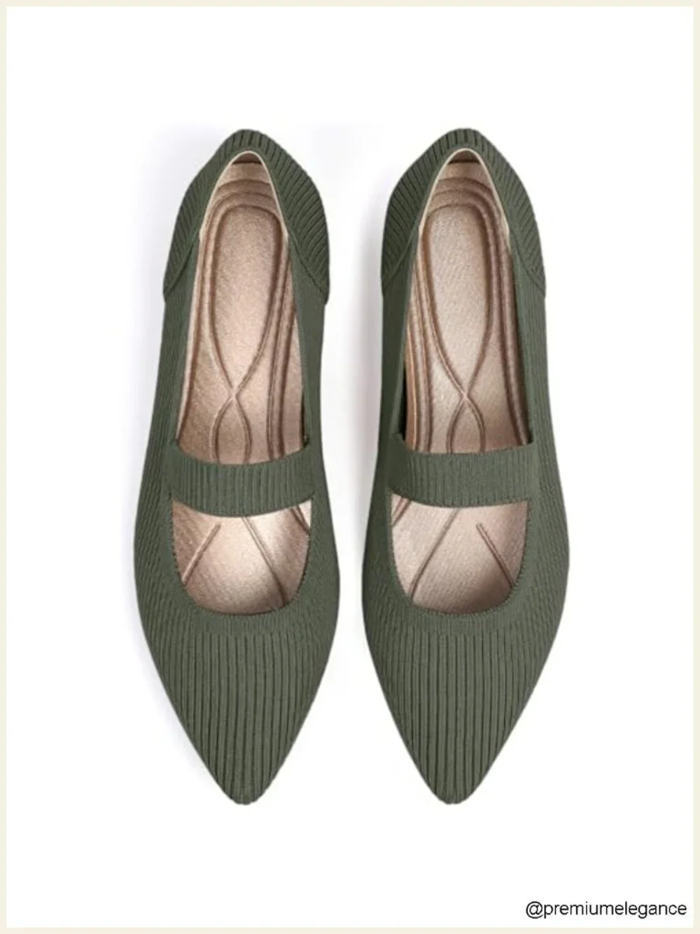 Women's Knit Mary Jane Flats Pointed Toe Washable Ballet Comfortable Dressy